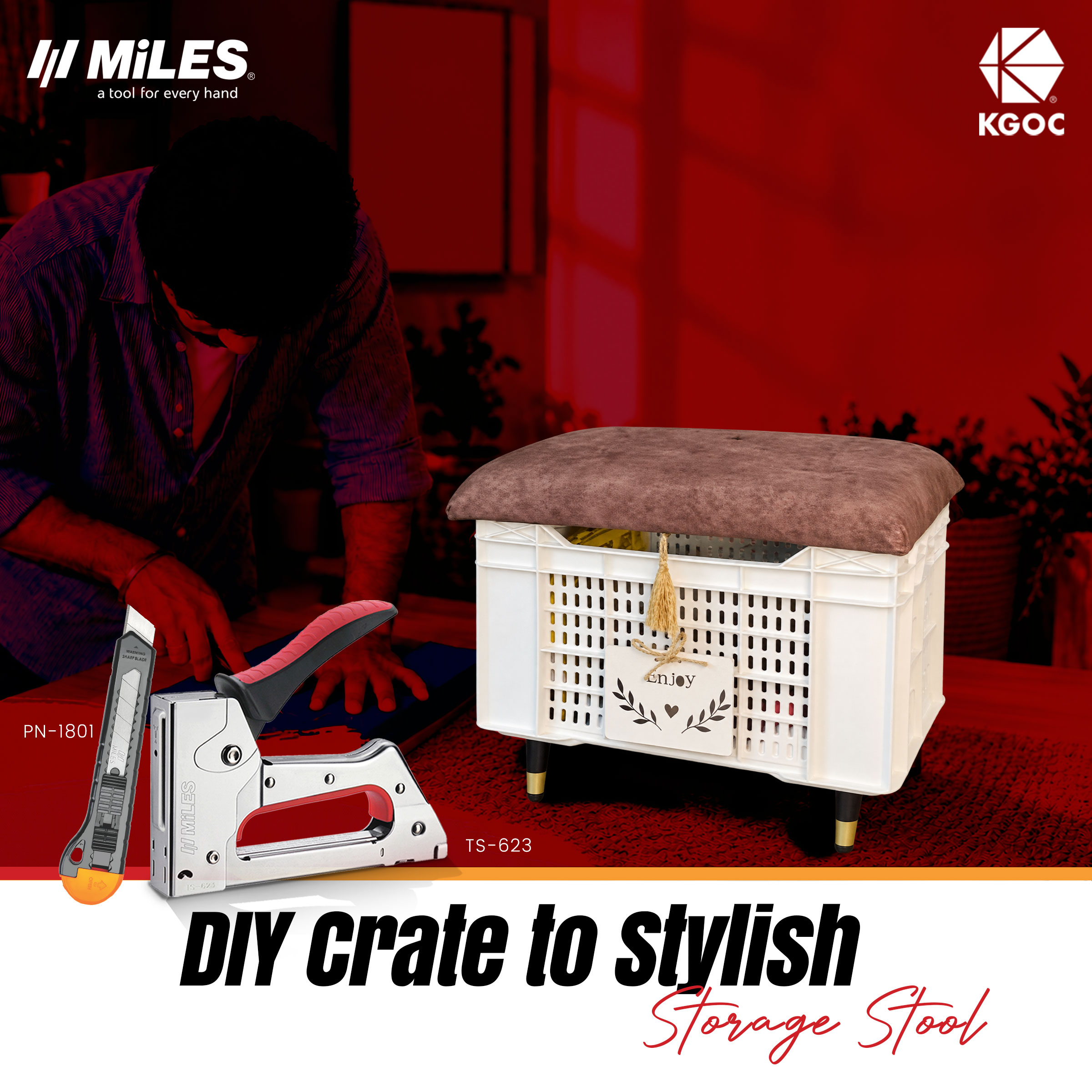 DIY Crate to Stylish Storage Stool